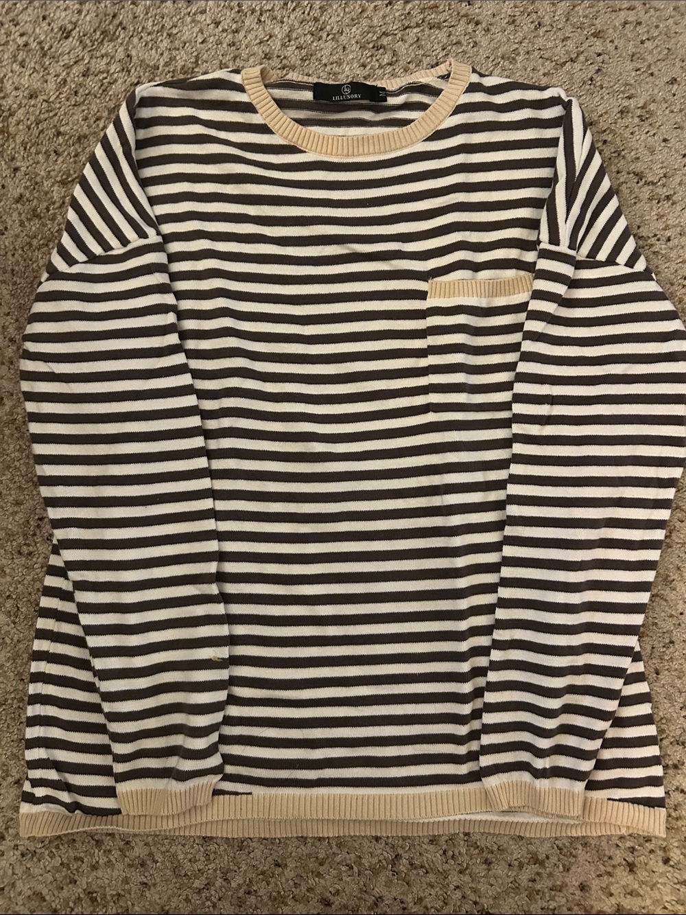 LILLUSORY Striped Sweater w/ Beige Accents